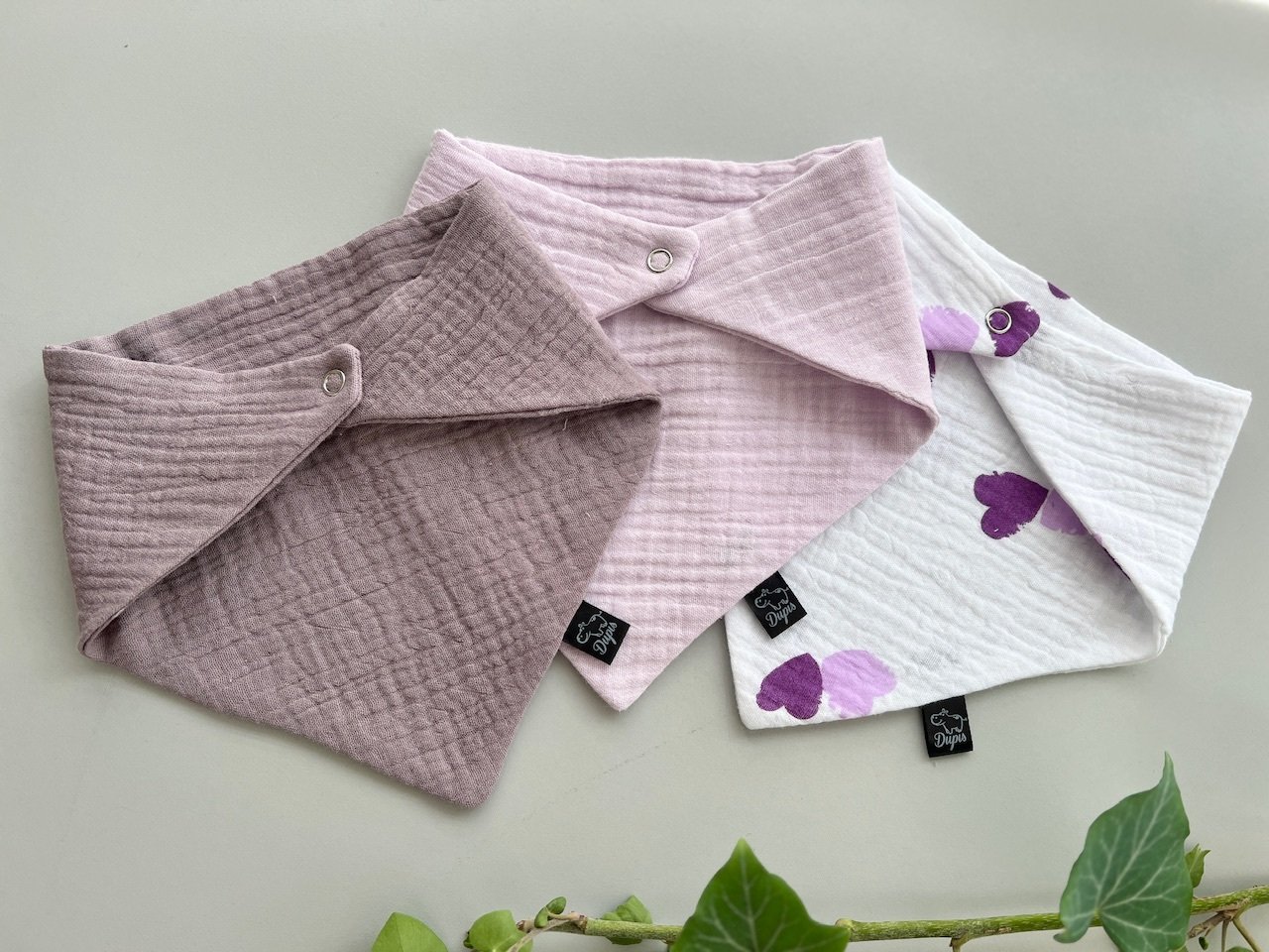 Muslino kaklaskarės 3 vnt.,,Violetinė”